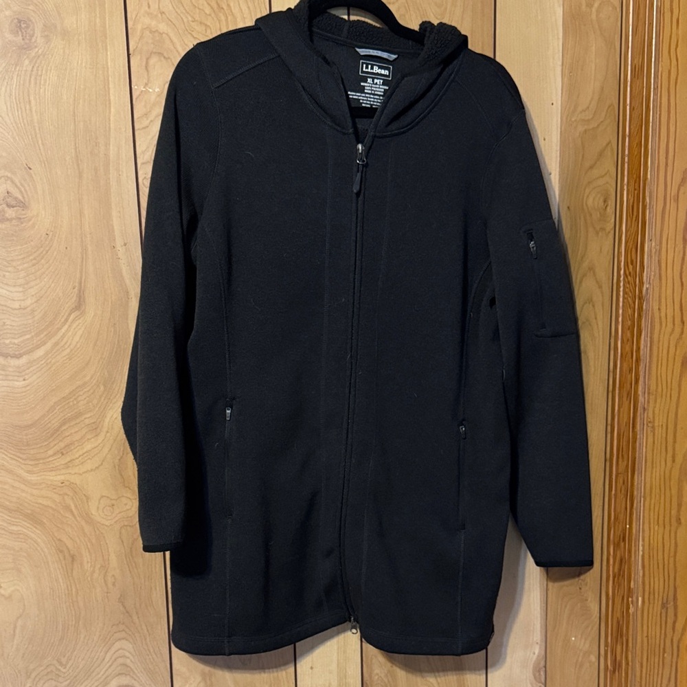 L.L. Bean Black Hooded Fleece Jacket